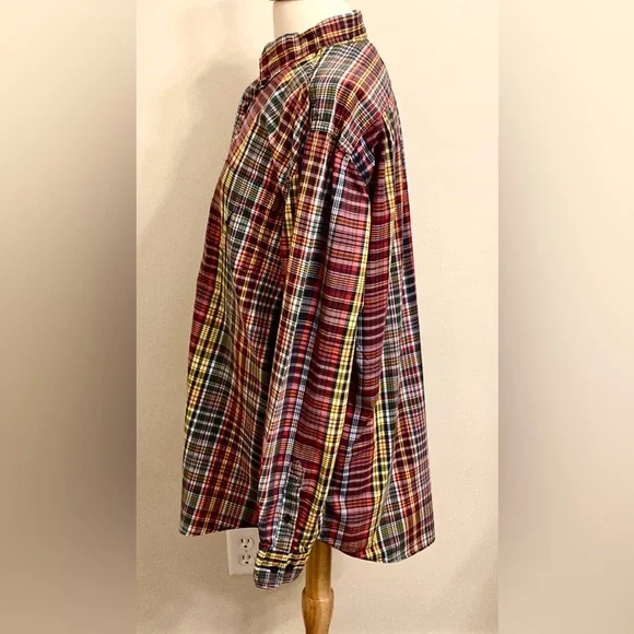Nautica Men’s Red Green Yellow Plaid Long Sleeve Button Down Cotton Shirt SZ XL - Picture 10 of 13